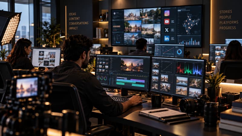Digital content studio editing regional-language video