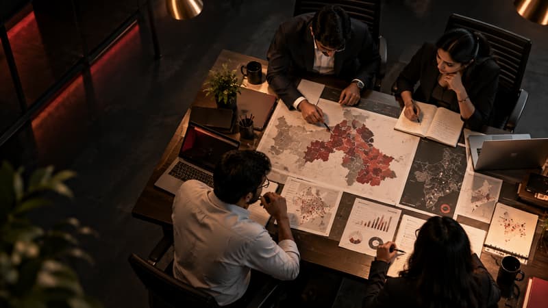 Research team over booth-level maps